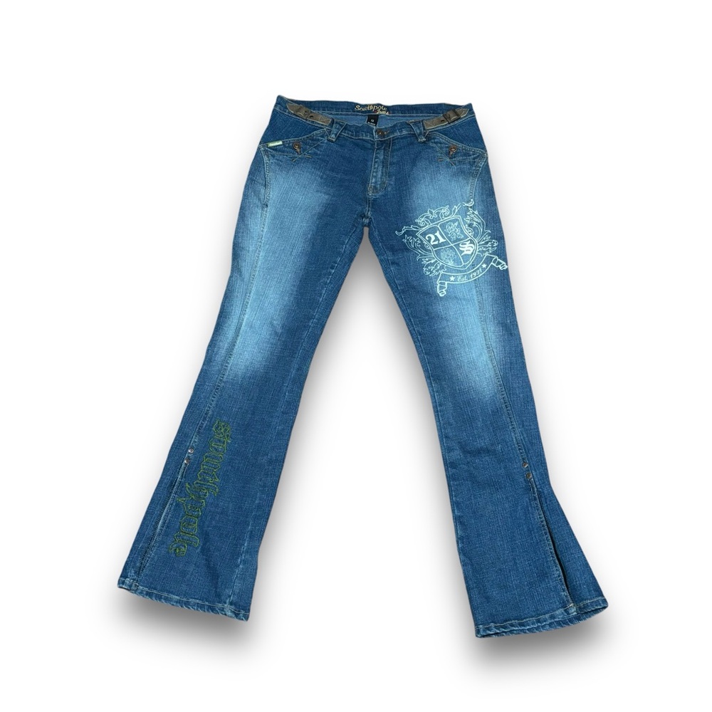 Vintage SouthPole Jeans Women's Buckle Embroidered Logo Jeans Bootcut Size 13